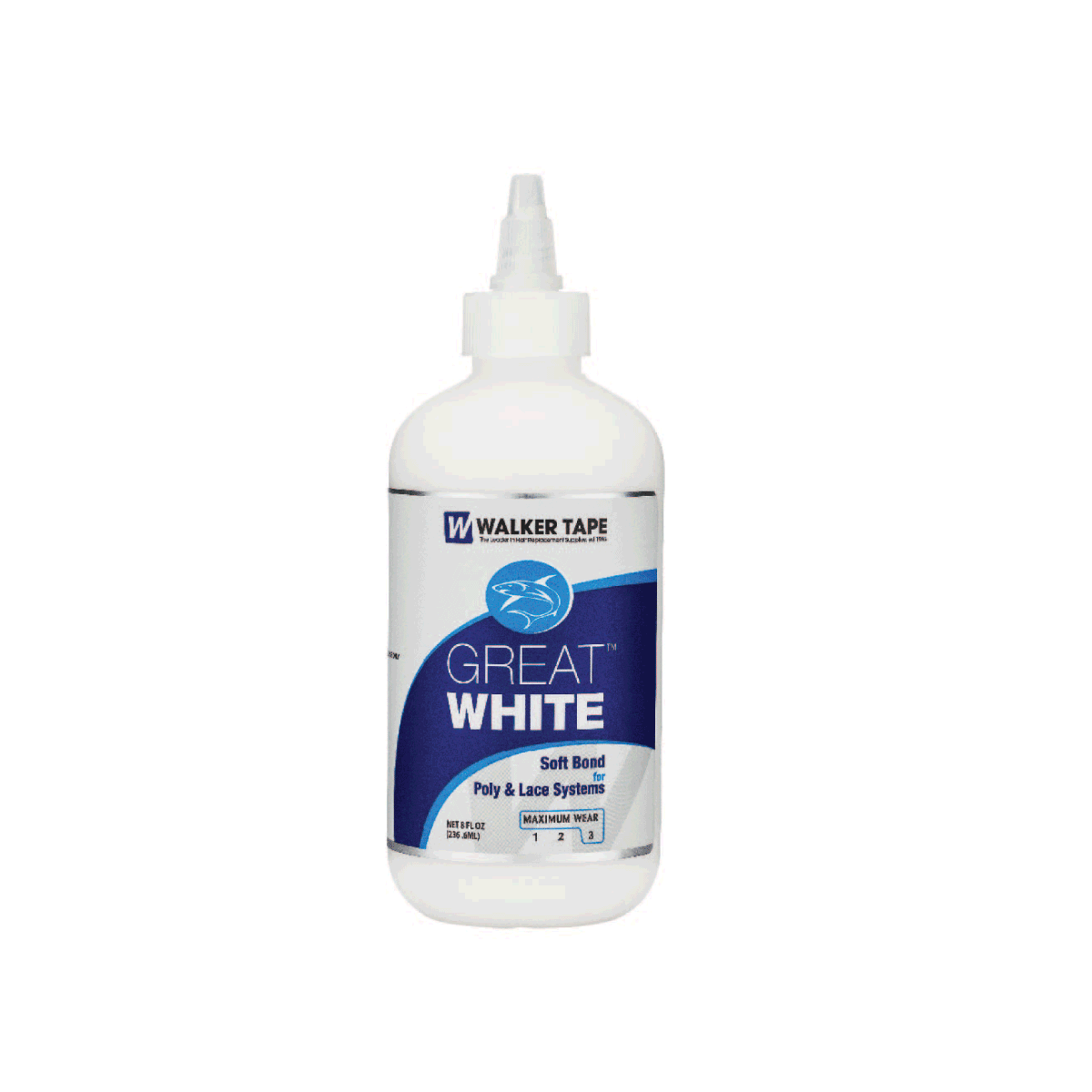 GREAT WHITE Soft Bond Adhesive for Poly & Lace Systems 8 oz. GREAT WHITE Soft Bond Adhesive for Poly & Lace Systems 8 oz.